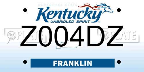 Z004DZ Kentucky License Plate