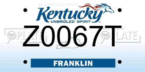 Z0067T Kentucky License Plate