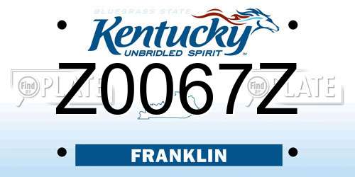 Z0067Z Kentucky License Plate