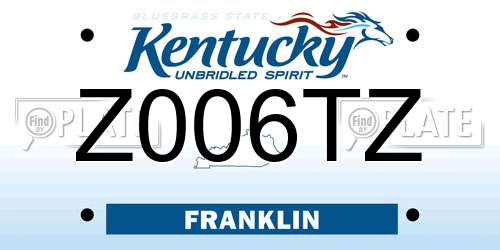 Z006TZ Kentucky License Plate