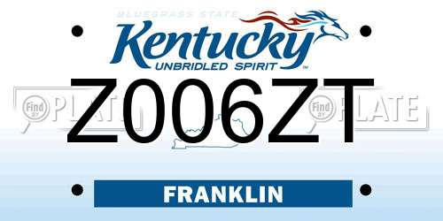Z006ZT Kentucky License Plate