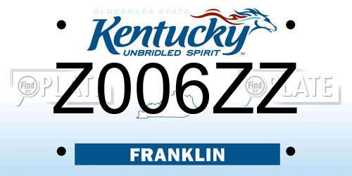 Z006ZZ Kentucky License Plate