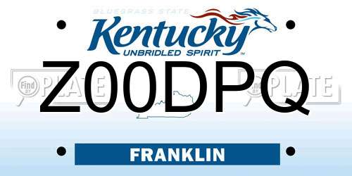 Z00DPQ Kentucky License Plate