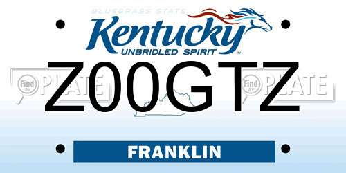 Z00GTZ Kentucky License Plate