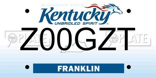 Z00GZT Kentucky License Plate