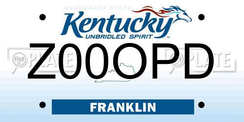 Z00OPD Kentucky License Plate
