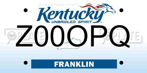 Z00OPQ Kentucky License Plate
