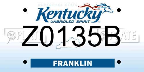 Z0135B Kentucky License Plate