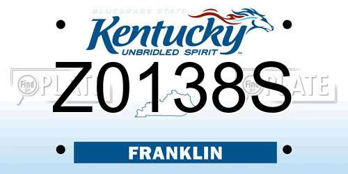 Z0138S Kentucky License Plate