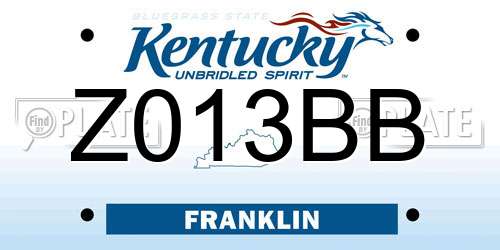 Z013BB Kentucky License Plate