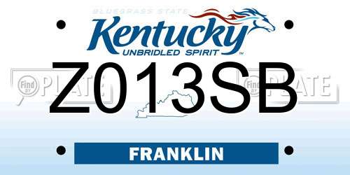 Z013SB Kentucky License Plate