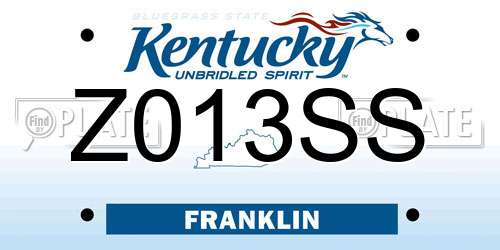 Z013SS Kentucky License Plate