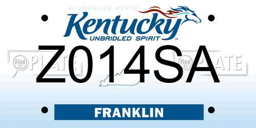 Z014SA Kentucky License Plate