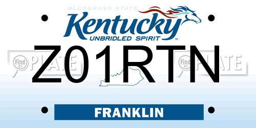 Z01RTN Kentucky License Plate