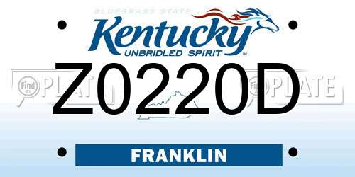 Z0220D Kentucky License Plate