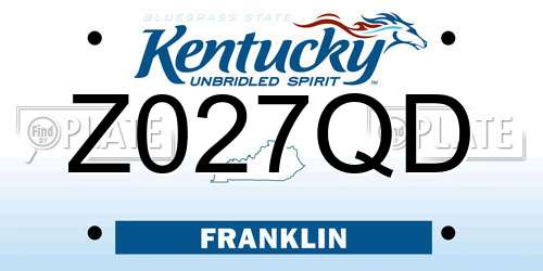 Z027QD Kentucky License Plate