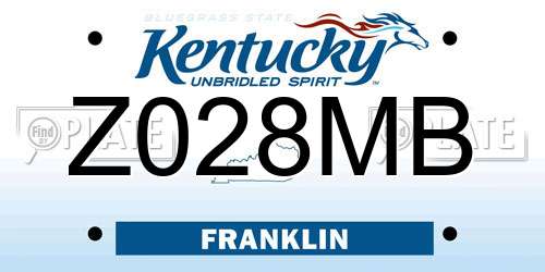 Z028MB Kentucky License Plate