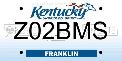 Z02BMS Kentucky License Plate