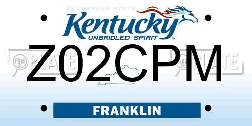 Z02CPM Kentucky License Plate