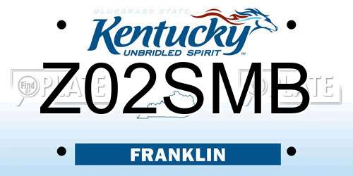 Z02SMB Kentucky License Plate