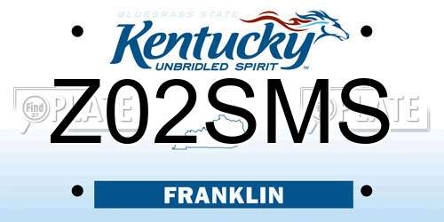 Z02SMS Kentucky License Plate
