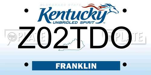 Z02TDO Kentucky License Plate
