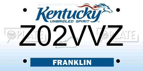 Z02VVZ Kentucky License Plate