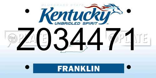 Z034471 Kentucky License Plate