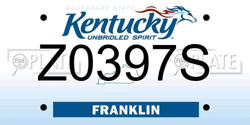 Z0397S Kentucky License Plate