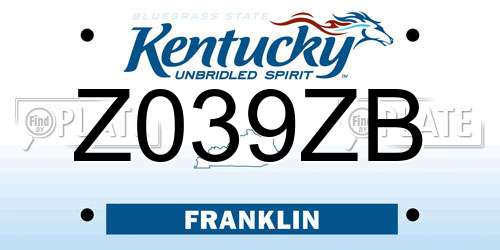 Z039ZB Kentucky License Plate