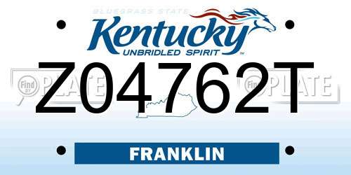 Z04762T Kentucky License Plate