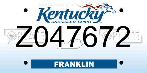 Z047672 Kentucky License Plate