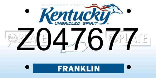 Z047677 Kentucky License Plate
