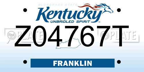 Z04767T Kentucky License Plate