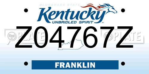 Z04767Z Kentucky License Plate