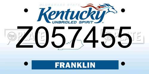 Z057455 Kentucky License Plate