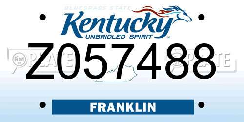 Z057488 Kentucky License Plate