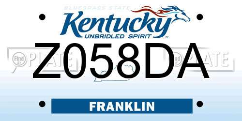 Z058DA Kentucky License Plate