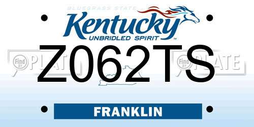 Z062TS Kentucky License Plate