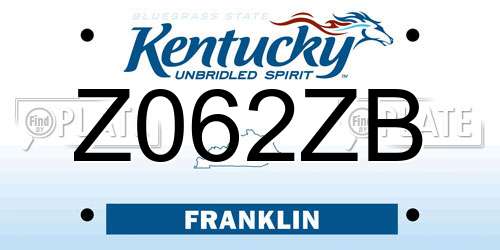 Z062ZB Kentucky License Plate