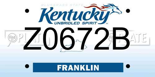Z0672B Kentucky License Plate