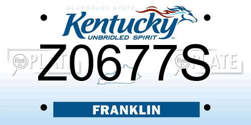 Z0677S Kentucky License Plate