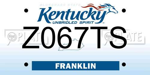 Z067TS Kentucky License Plate