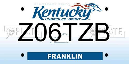 Z06TZB Kentucky License Plate