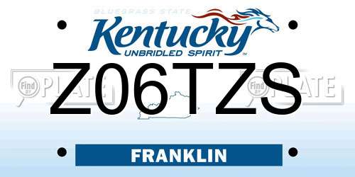 Z06TZS Kentucky License Plate
