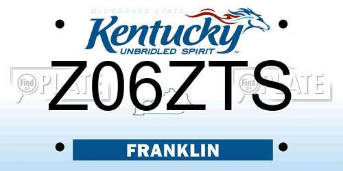 Z06ZTS Kentucky License Plate