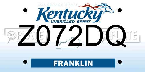 Z072DQ Kentucky License Plate