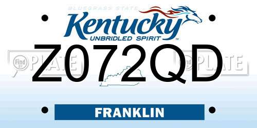 Z072QD Kentucky License Plate