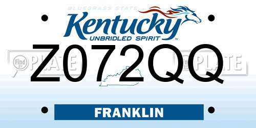 Z072QQ Kentucky License Plate