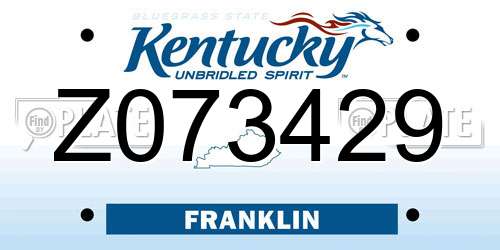 Z073429 Kentucky License Plate